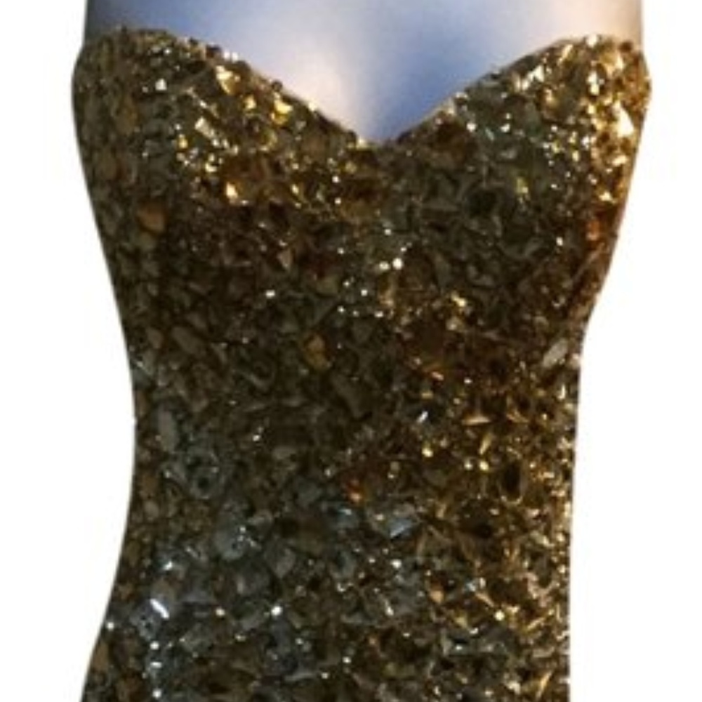 Jovani Completely Beaded Gold and Silver Formal